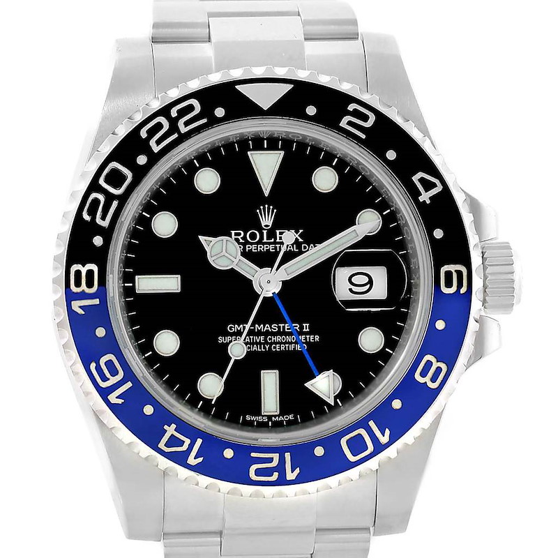 Rolex GMT Master II Batman Blue Black Bezel Steel Mens Watch 116710 SwissWatchExpo