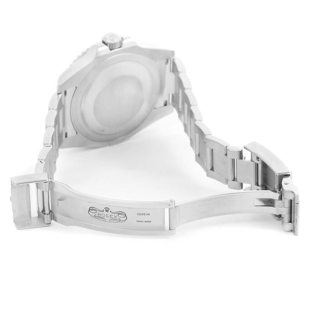 The image shows the back and inner clasp of a Rolex GMT-Master 116710 Men
s Stainless Steel Black Dial 116710 Men
s Stainless Steel Black Dial watch, highlighting the bracelet and closed clasp mechanism.