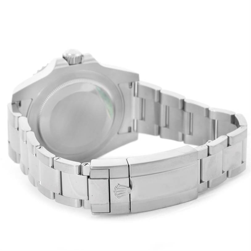 The image shows the back view and bracelet clasp of a Rolex GMT-Master 116710 Men
s Stainless Steel Black Dial 116710 Men
s Stainless Steel Black Dial watch.