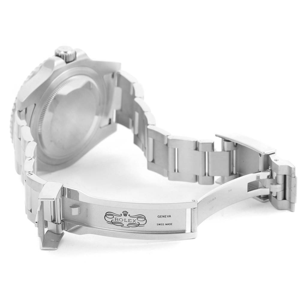 The image shows the back case and open clasp of a Rolex GMT-Master 116710 Men's Stainless Steel Black Dial 116710 Men's Stainless Steel Black Dial watch.