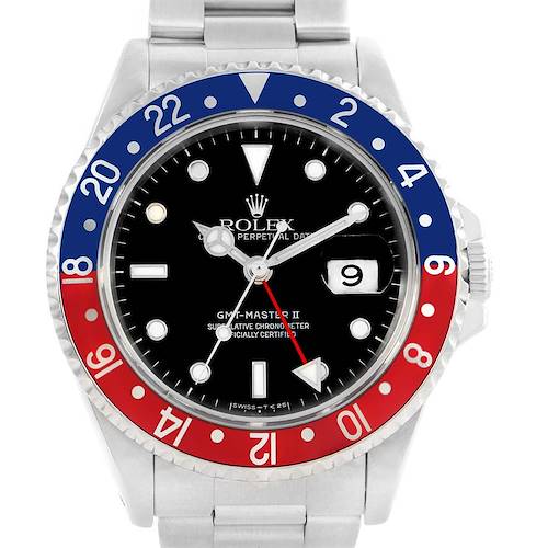 Photo of Rolex GMT Master II Blue Red Pepsi Bezel Oyster Bracelet Watch 16710