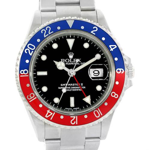Photo of Rolex GMT Master II Blue Red Pepsi Bezel Steel Automatic Watch 16710
