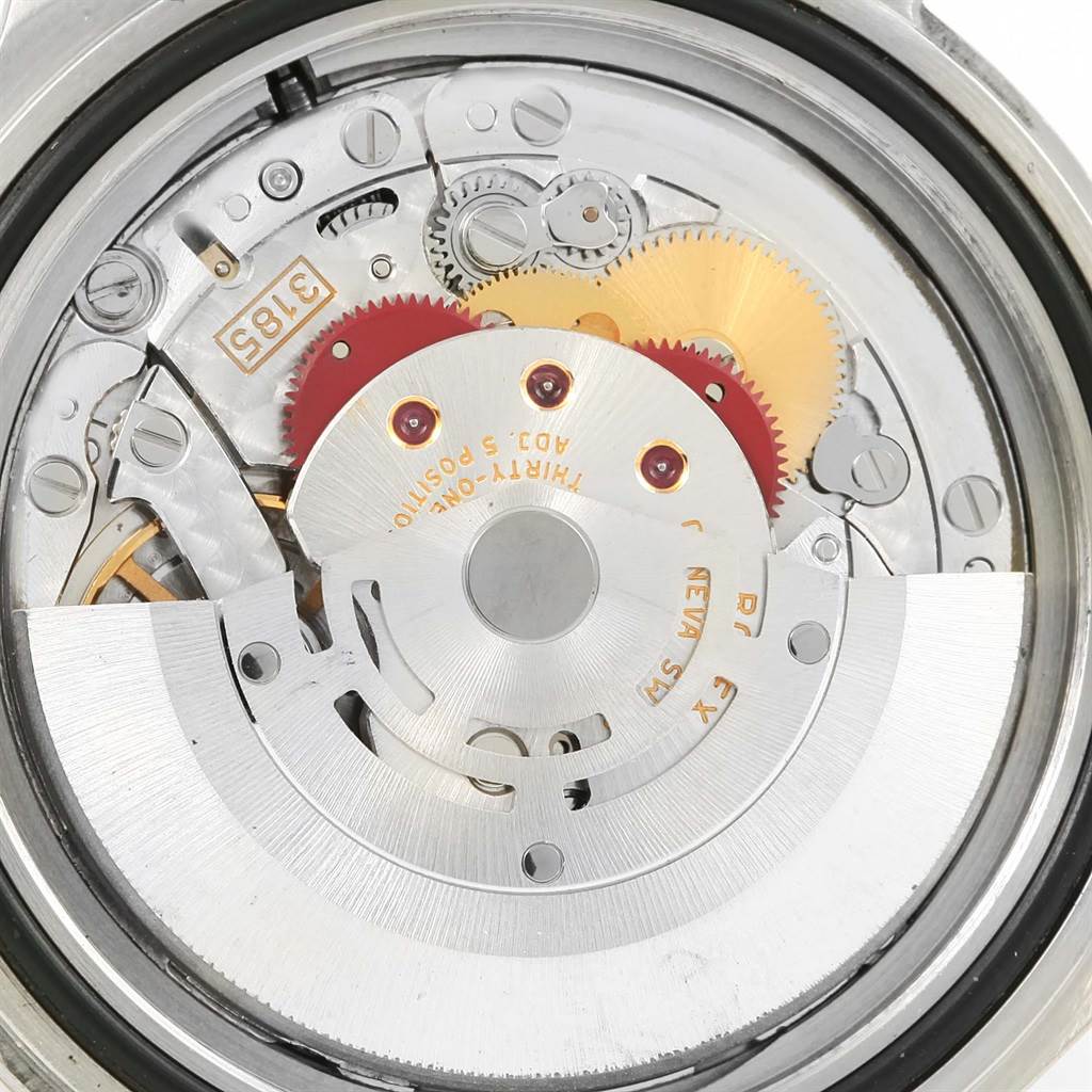 The image shows the movement and inner mechanical parts of a Rolex GMT-Master 16710 Men's Stainless Steel Black Dial 16710 Men's Stainless Steel Black Dial watch from a top-down angle.