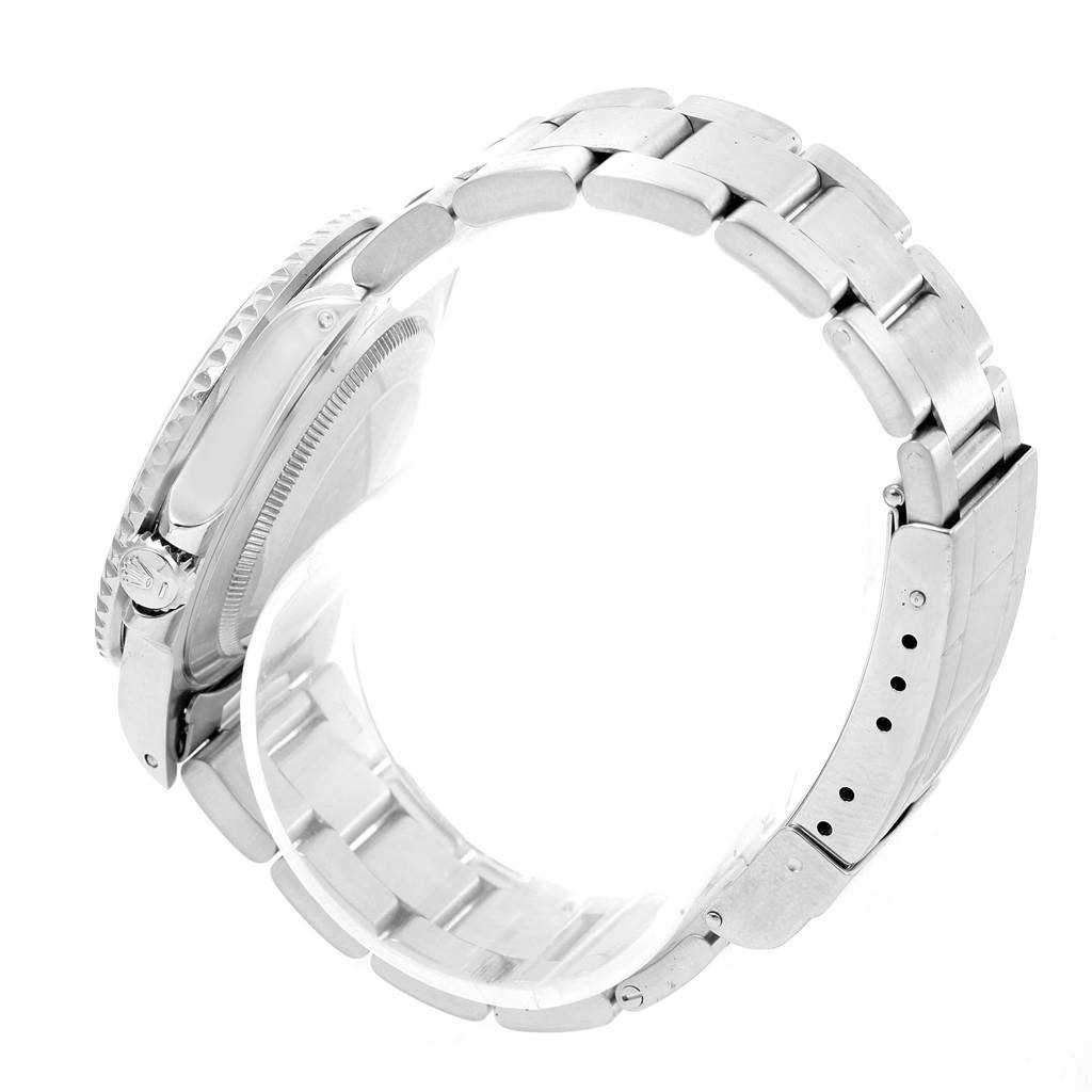 This image shows a side view of the Rolex GMT-Master 16700 Men's Stainless Steel Black Dial 16700 Men's Stainless Steel Black Dial watch, focusing on its bracelet and clasp.