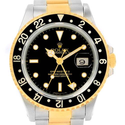 Photo of Rolex GMT Master II Yellow Gold Oyster Bracelet Mens Watch 16713