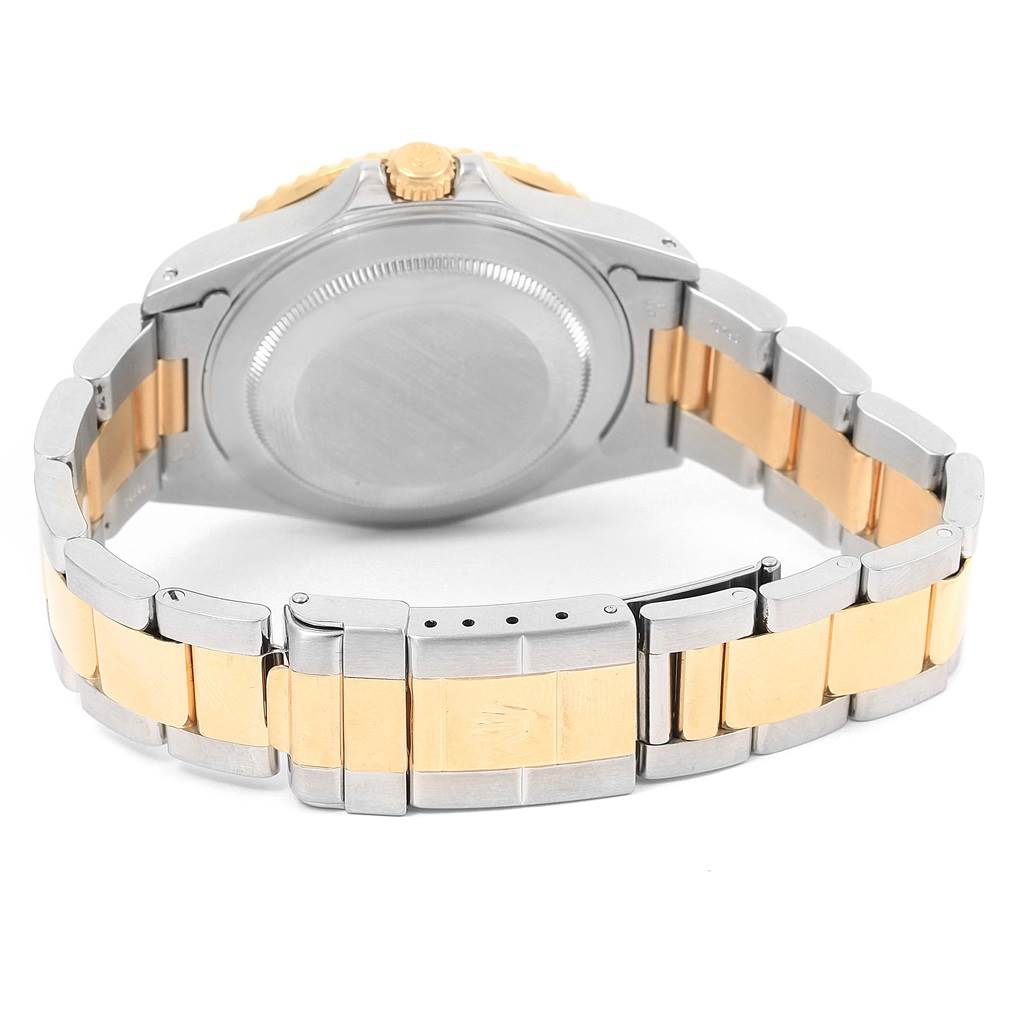 The image showcases the case back and bracelet of a Rolex GMT-Master 16713 Men's Stainless Steel Black Dial 16713 Men's Stainless Steel Black Dial watch, viewed from the rear.