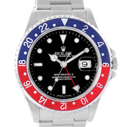 Photo of Rolex GMT Master II Blue Red Pepsi Bezel Date Watch 16710