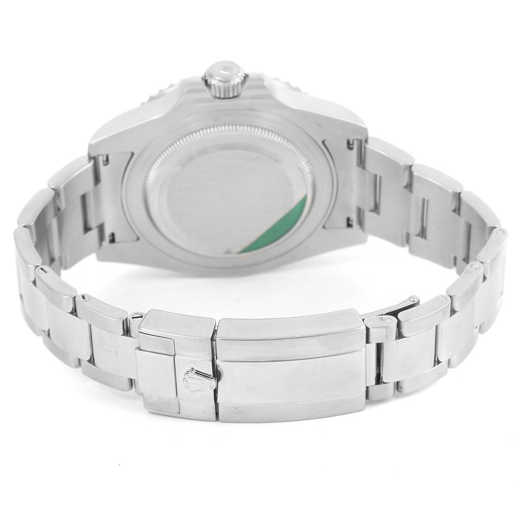 This image shows the backside and bracelet clasp of a Rolex GMT-Master 116710 Men's Stainless Steel Black Dial 116710 Men's Stainless Steel Black Dial watch, viewed from a rear angle.