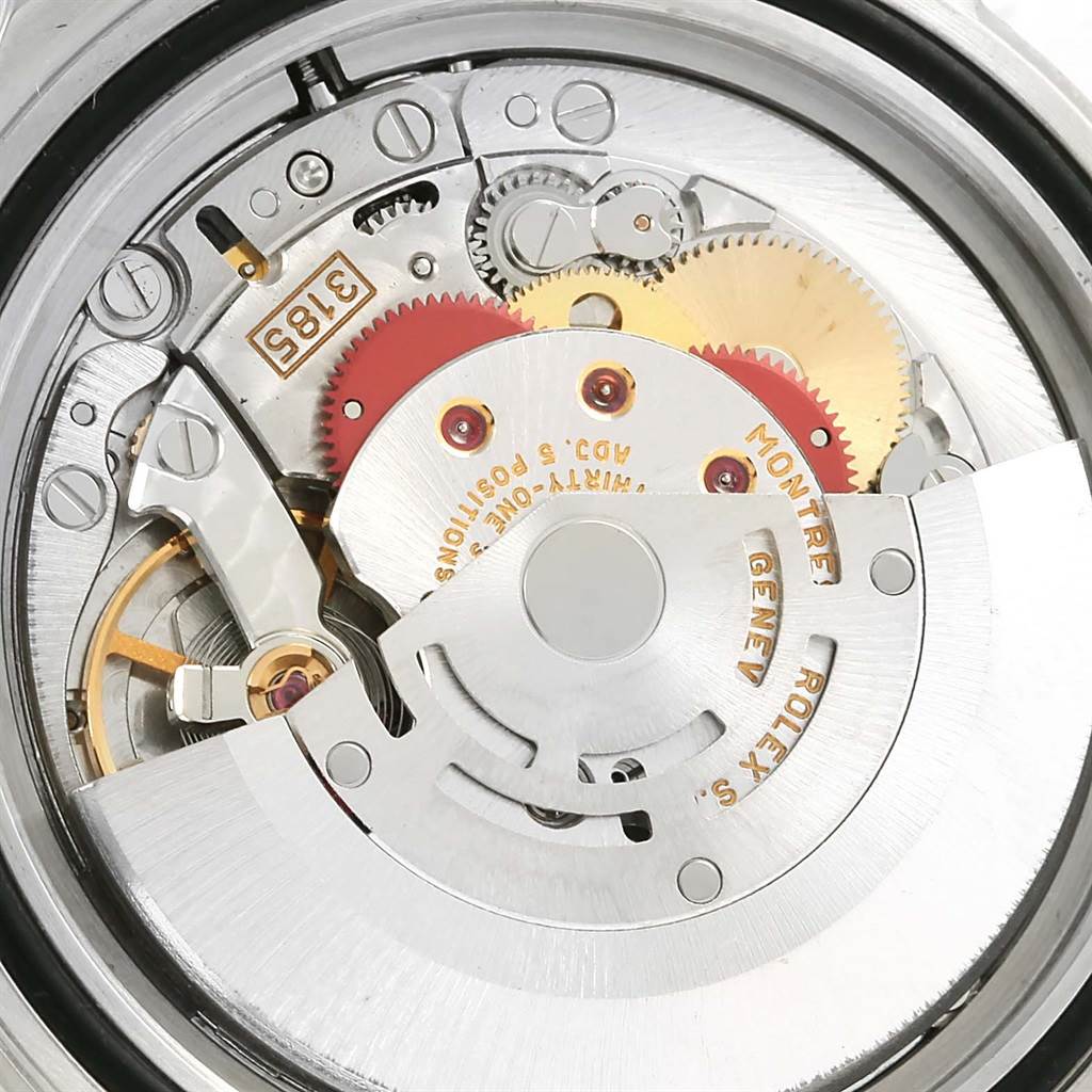 This image shows the intricate movement mechanism of a Rolex GMT-Master 16710 Men's Stainless Steel Black Dial 16710 Men's Stainless Steel Black Dial watch, viewed from the back.