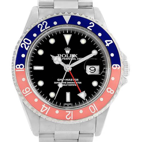 Photo of Rolex GMT Master Red Blue Pepsi Bezel Stainless Steel Mens Watch 16700