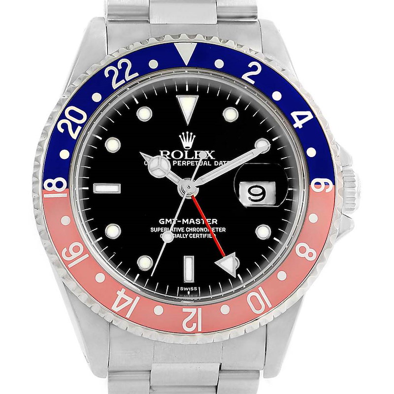 Rolex GMT Master Red Blue Pepsi Bezel 40mm Steel Mens Watch 16700 SwissWatchExpo