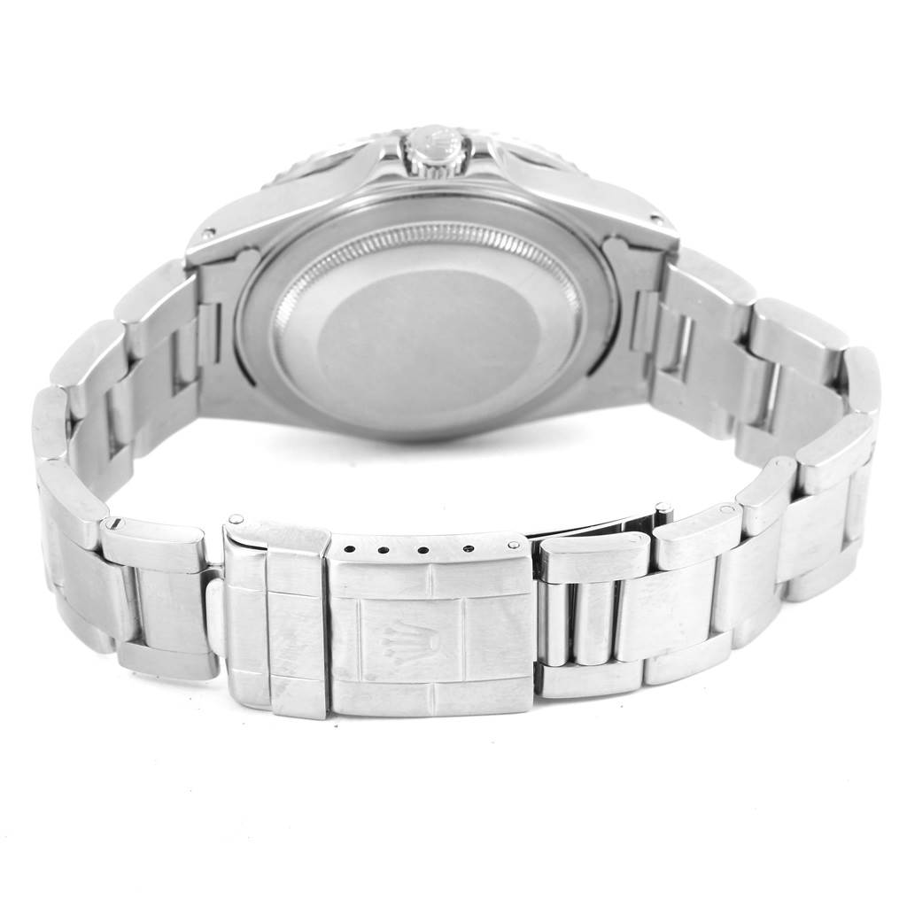 The image shows the underside of a Rolex GMT-Master 16710 Men's Stainless Steel Black Dial 16710 Men's Stainless Steel Black Dial watch, focusing on the bracelet and clasp.