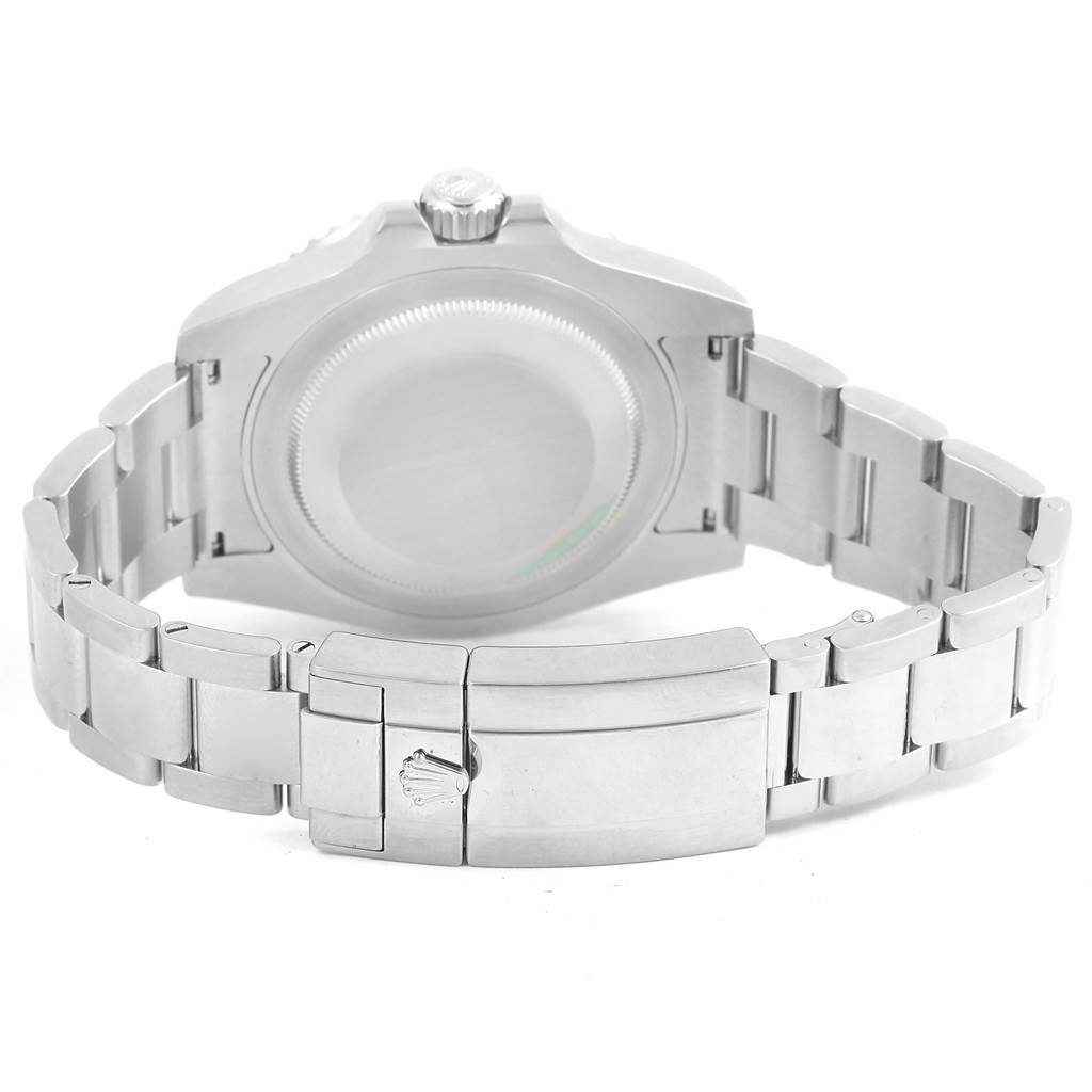 This image shows the back case and bracelet of a Rolex GMT-Master 116710 Men's Stainless Steel Black Dial 116710 Men's Stainless Steel Black Dial watch from a rear angle.