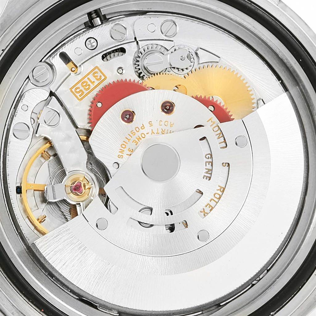 This image shows the intricate internal movement and gears of a Rolex GMT-Master 16710 Men's Stainless Steel Black Dial 16710 Men's Stainless Steel Black Dial watch from a close-up, back-view angle.