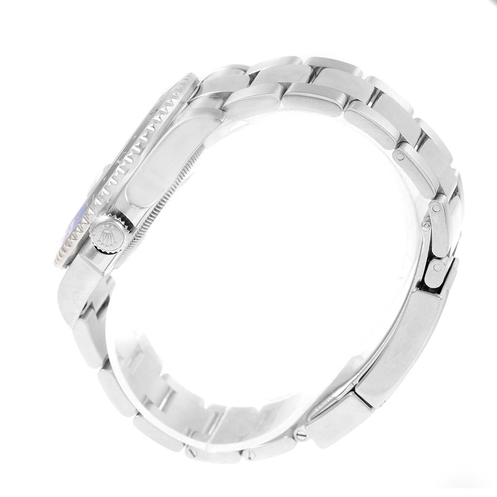 The image shows a side view of the Rolex GMT-Master 116710 Men
s Stainless Steel Black Dial 116710 Men
s Stainless Steel Black Dial watch, focusing on the band, case, and crown.