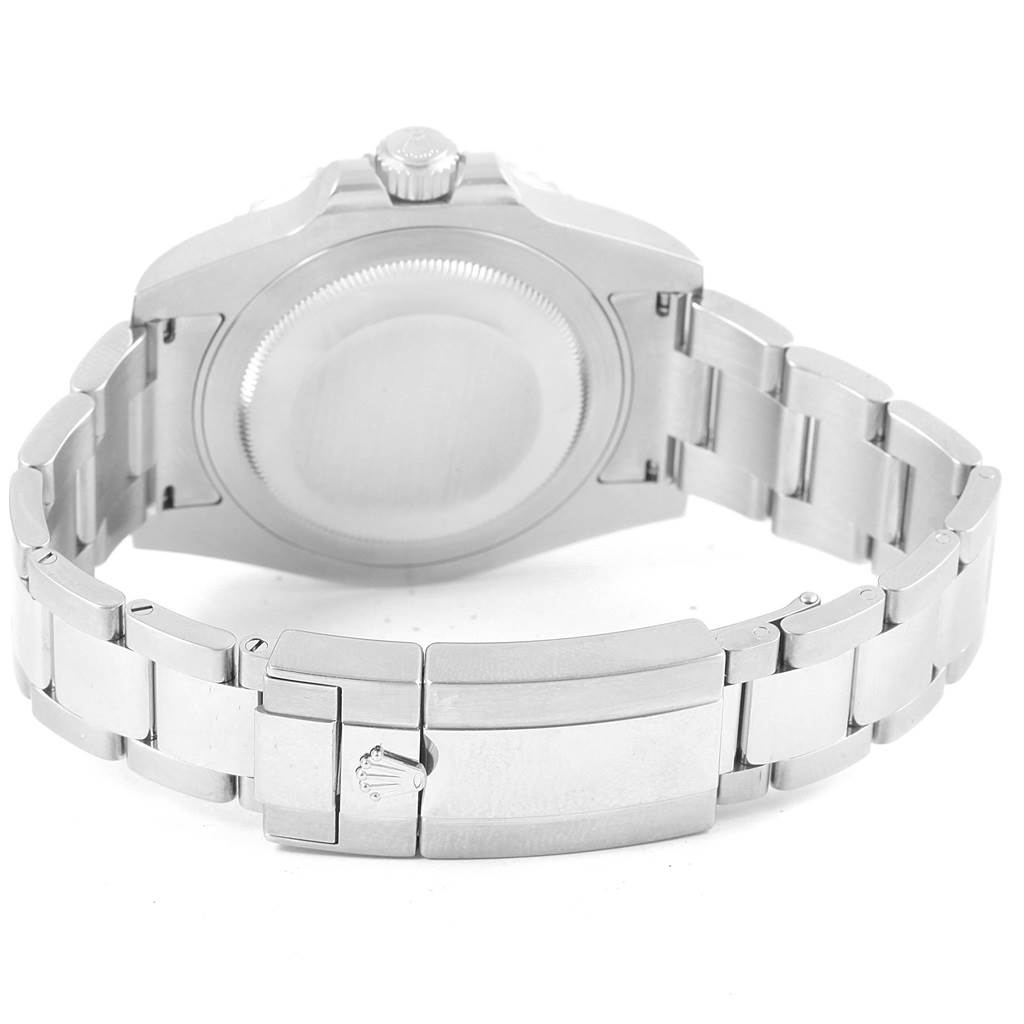 This image shows the back case, bracelet, and clasp of a Rolex GMT-Master 116710 Men's Stainless Steel Black Dial 116710 Men's Stainless Steel Black Dial watch from a rear angle.