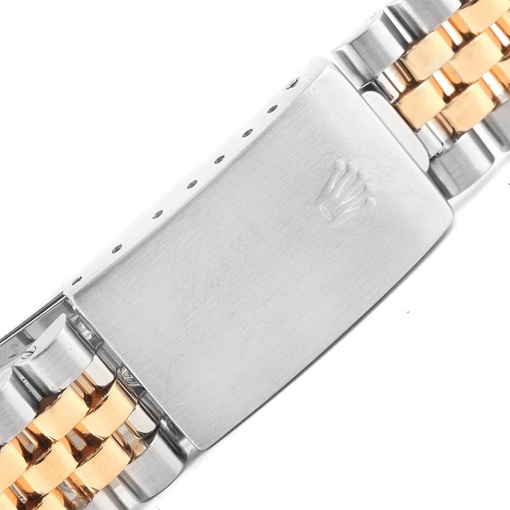 This image shows the clasp of the Rolex GMT-Master 16713 Men's Stainless Steel Silver Dial 16713 Men's Stainless Steel Silver Dial watch band, featuring the Rolex logo.