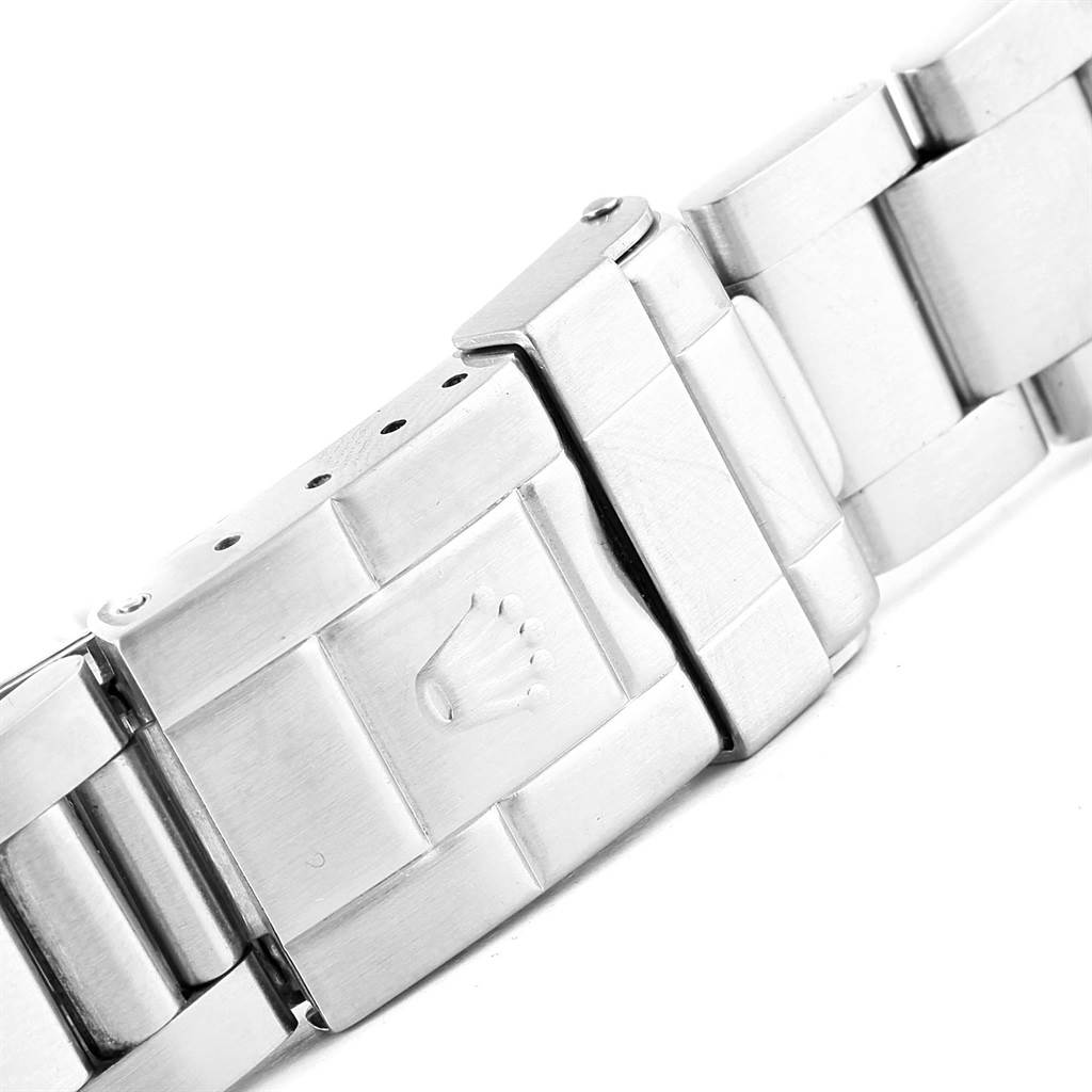 This image shows the stainless steel clasp of a Rolex GMT-Master 16700 Men's Stainless Steel Black Dial 16700 Men's Stainless Steel Black Dial watch bracelet at a close-up angle.