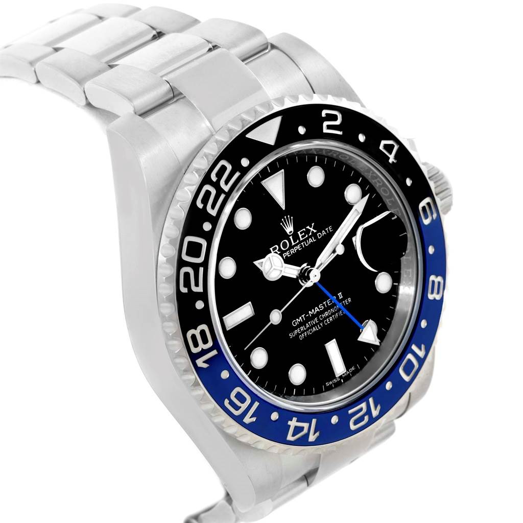 The image shows a Rolex GMT-Master 116710 Men
s Stainless Steel Black Dial 116710 Men
s Stainless Steel Black Dial watch at an angled view, highlighting its bezel, dial, and bracelet.