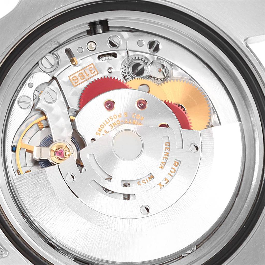 This image shows the internal mechanism and movement components of a Rolex GMT-Master 116710 Men's Stainless Steel Black Dial 116710 Men's Stainless Steel Black Dial watch from a top-down angle.