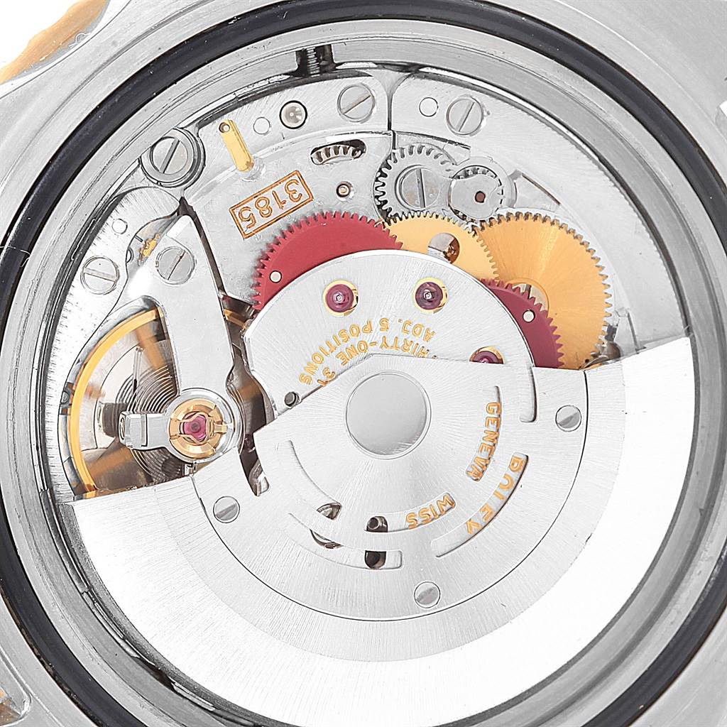 The image shows the internal mechanism and movement components of a Rolex GMT-Master 16713 Men's Stainless Steel Champagne Dial 16713 Men's Stainless Steel Champagne Dial watch from the back angle.