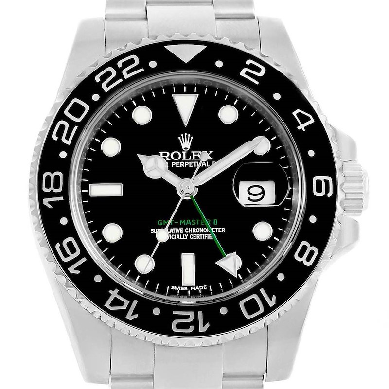 Rolex GMT Master II Dual Zone Ceramic Bezel Steel Mens Watch 116710 SwissWatchExpo
