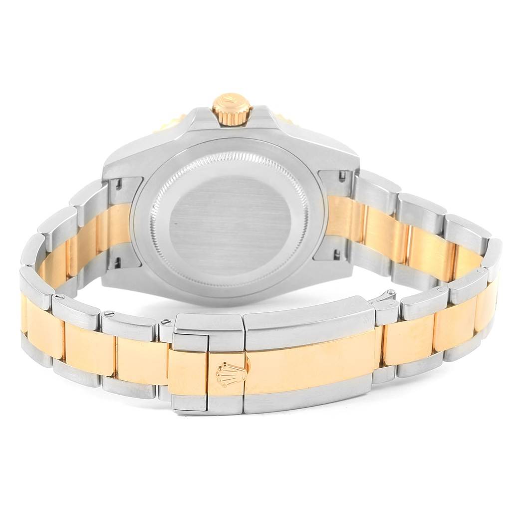 This image shows the back view of a Rolex GMT-Master 116713 Men
s Stainless Steel Black Dial 116713 Men
s Stainless Steel Black Dial watch, highlighting the bracelet and clasp.