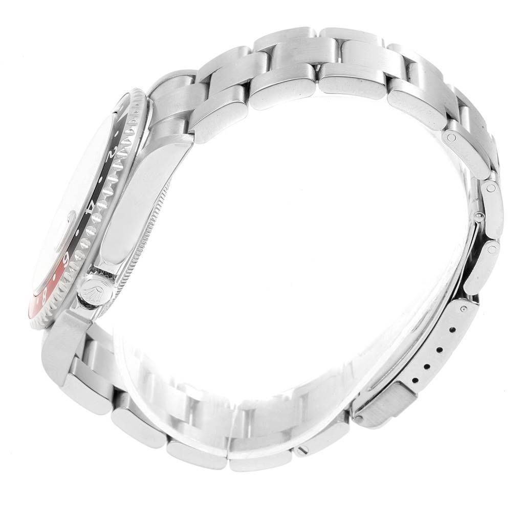 The image shows a side view of the Rolex GMT-Master 16710 Men's Stainless Steel Black Dial 16710 Men's Stainless Steel Black Dial watch, focusing on the bracelet and side of the watch case.