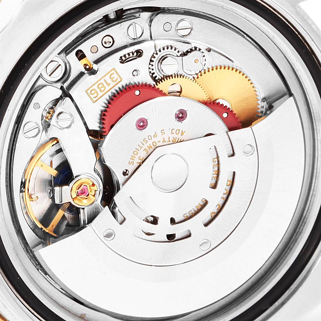 The image shows the internal movement mechanism of a Rolex GMT-Master 116713 Men's Stainless Steel Black Dial 116713 Men's Stainless Steel Black Dial watch.