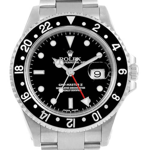 Photo of Rolex GMT Master II Black Bezel Steel Mens 40mm Watch 16710