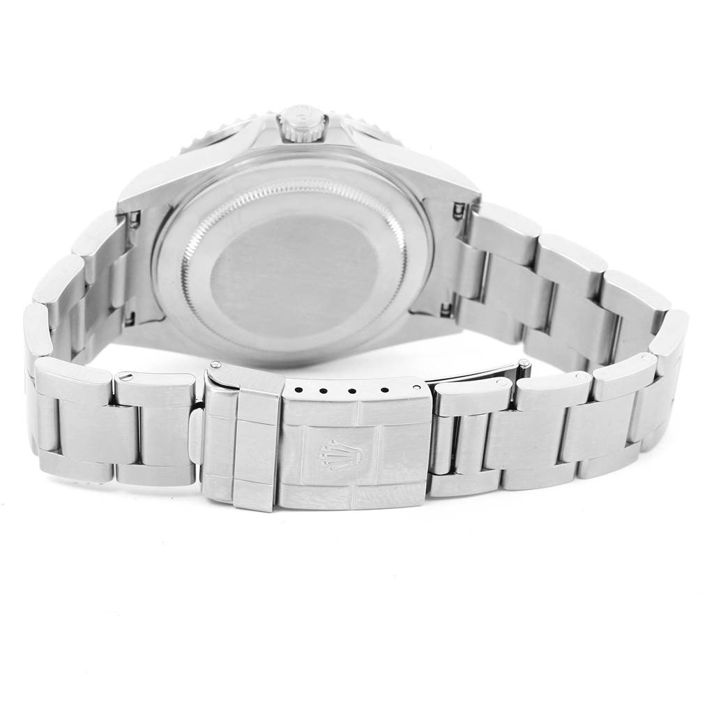 This image shows the back case and bracelet clasp of a Rolex GMT-Master 16710 Men's Stainless Steel Black Dial 16710 Men's Stainless Steel Black Dial watch, viewed from the rear.