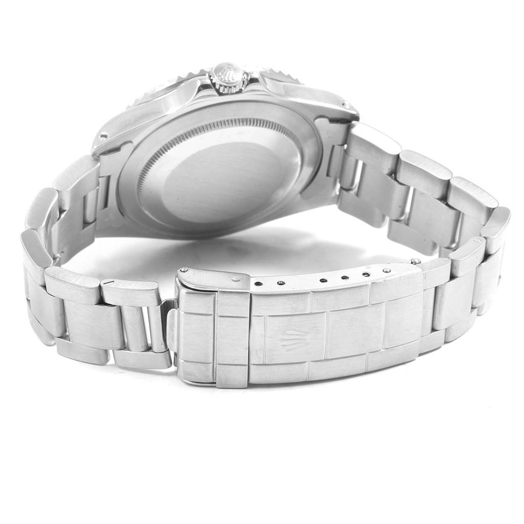 The image shows the back case, crown, and bracelet of a Rolex GMT-Master 16700 Men's Stainless Steel Black Dial 16700 Men's Stainless Steel Black Dial watch from a rear angle.