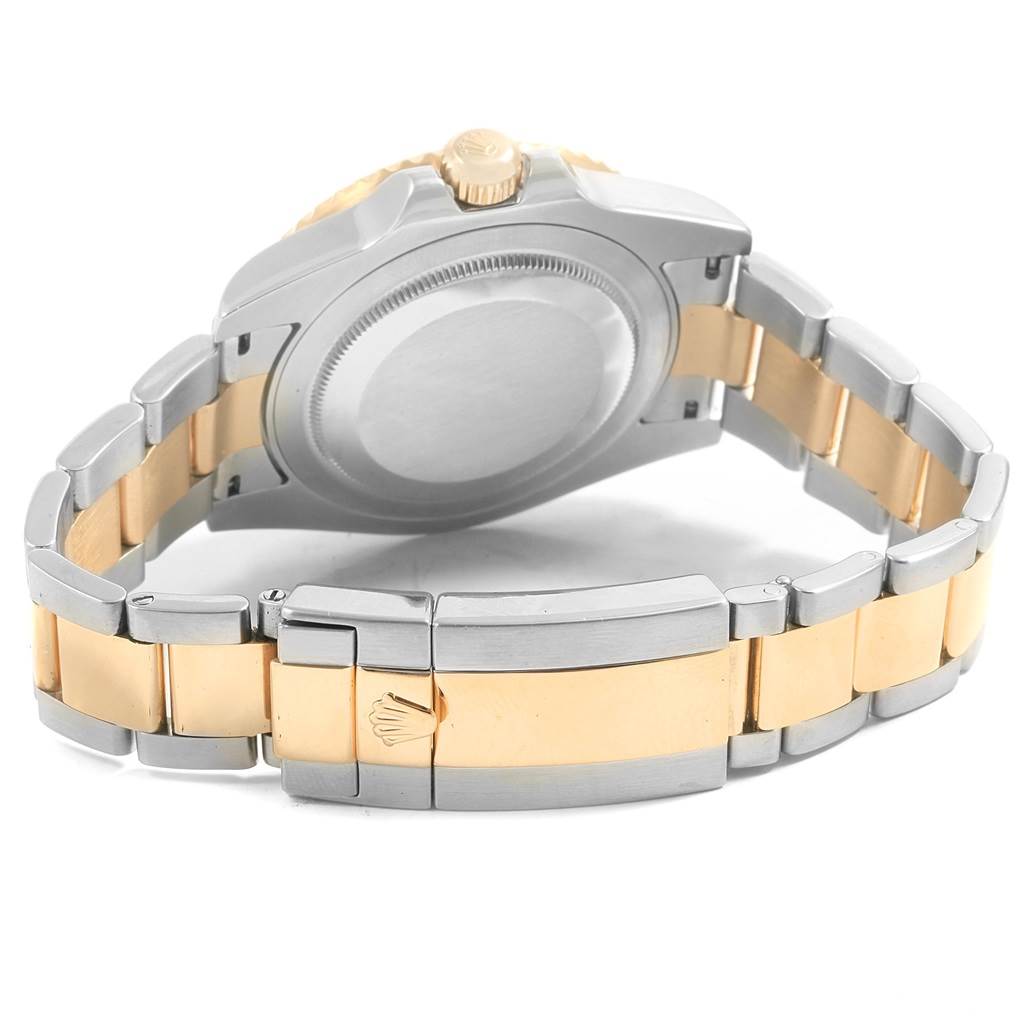 The image shows the back angle of a Rolex GMT-Master 116713 Men's Stainless Steel Black Dial 116713 Men's Stainless Steel Black Dial watch, highlighting the case back, bracelet, and clasp.