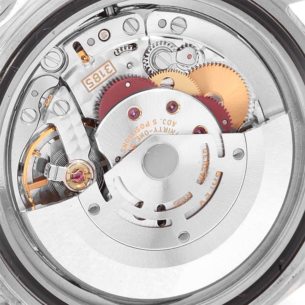 The image shows the intricate internal movement mechanism of a Rolex GMT-Master 16710 Men's Stainless Steel Black Dial 16710 Men's Stainless Steel Black Dial watch.