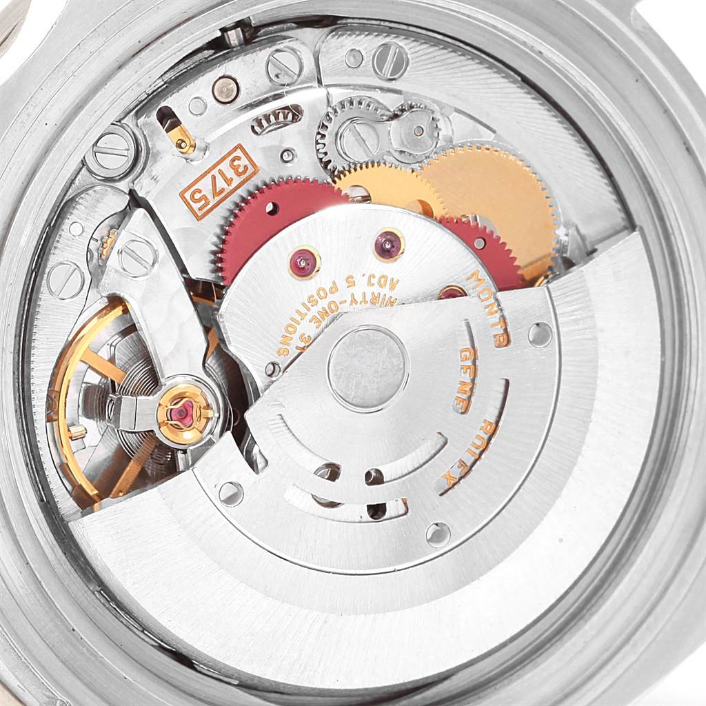 This is a close-up view of the movement and internal mechanism of a Rolex GMT-Master 16710 Men's Stainless Steel Black Dial 16710 Men's Stainless Steel Black Dial watch.