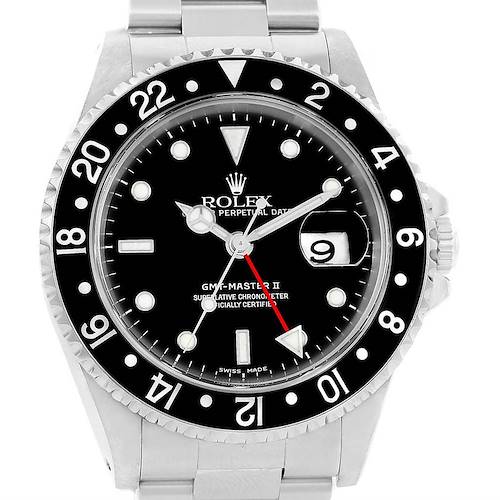 Photo of Rolex GMT Master II Black Bezel Oyster Bracelet Mens 40mm Watch 16710