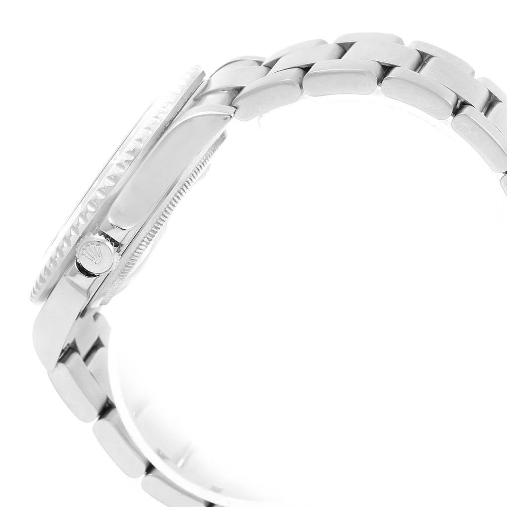 The image shows a side view of the case and bracelet of a Rolex GMT-Master 16710 Men's Stainless Steel Black Dial 16710 Men's Stainless Steel Black Dial watch, highlighting the crown with the Rolex logo.