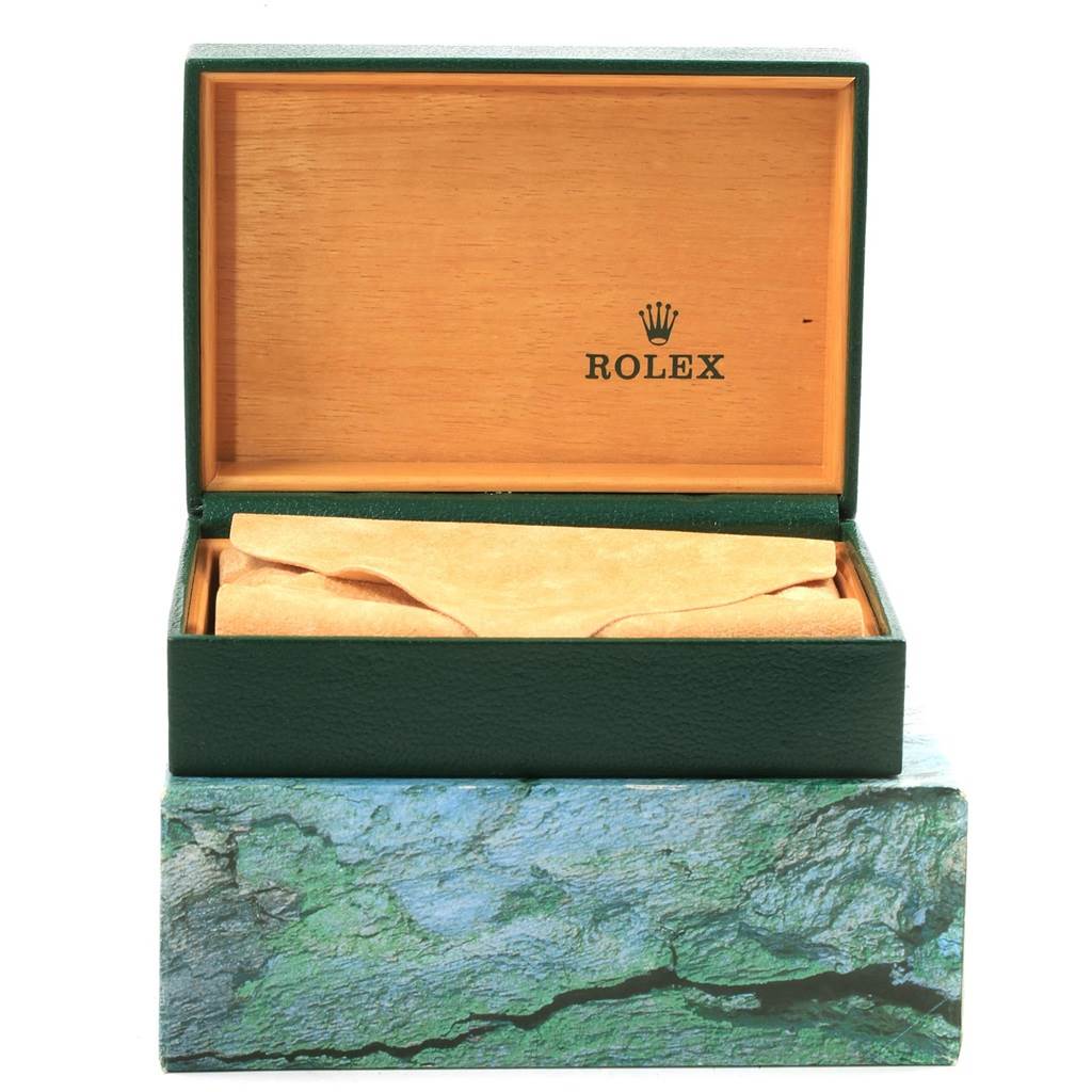 The image shows an open watch box for the Rolex GMT-Master 16713 Men's Stainless Steel Black Dial 16713 Men's Stainless Steel Black Dial model, with the box in an upright position and the interior visible.