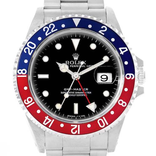 Photo of Rolex GMT Master Blue Red Pepsi Bezel Mens Watch 16700