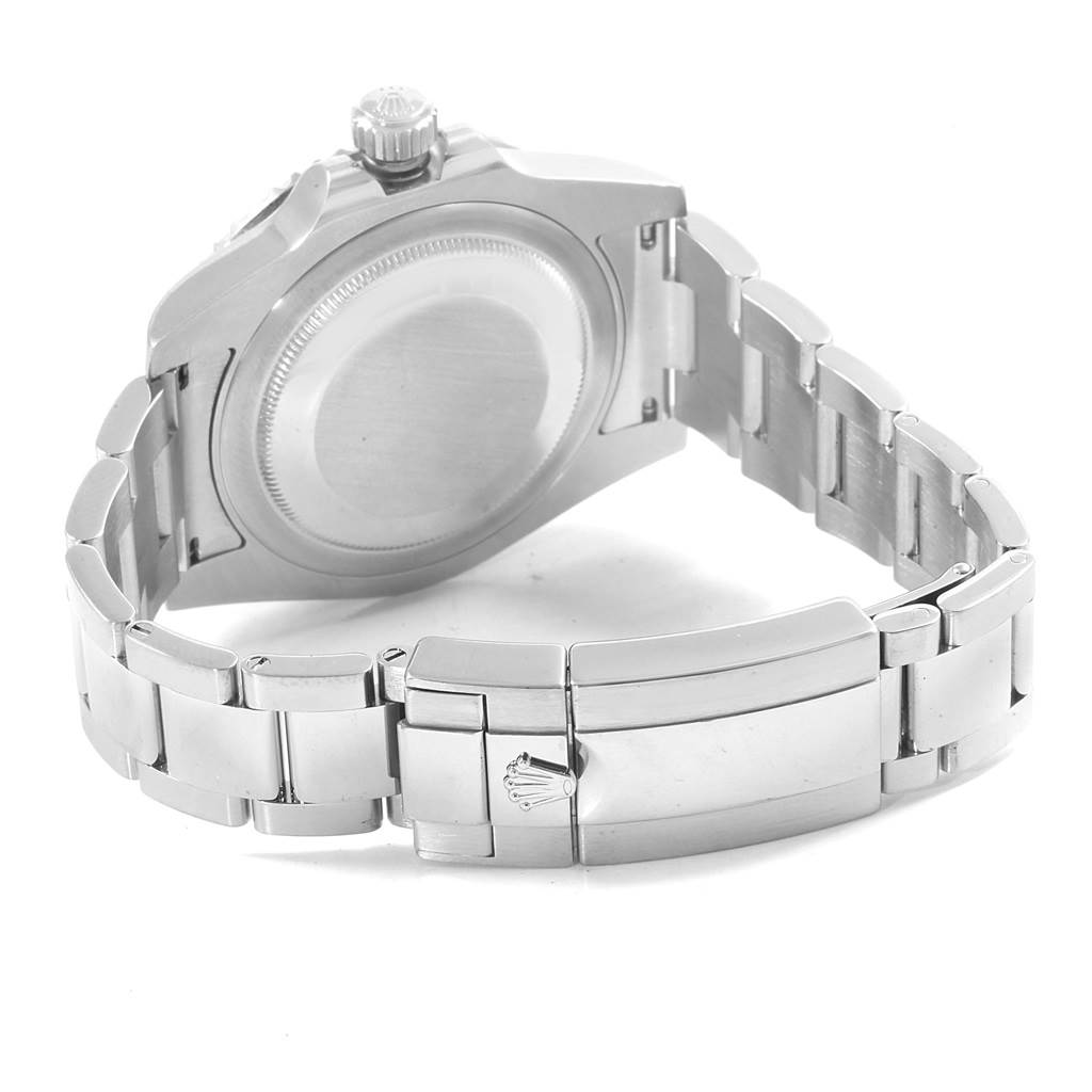 This image shows the back case and bracelet clasp of the Rolex GMT-Master 116710 Men's Stainless Steel Black Dial 116710 Men's Stainless Steel Black Dial watch from a rear angle.