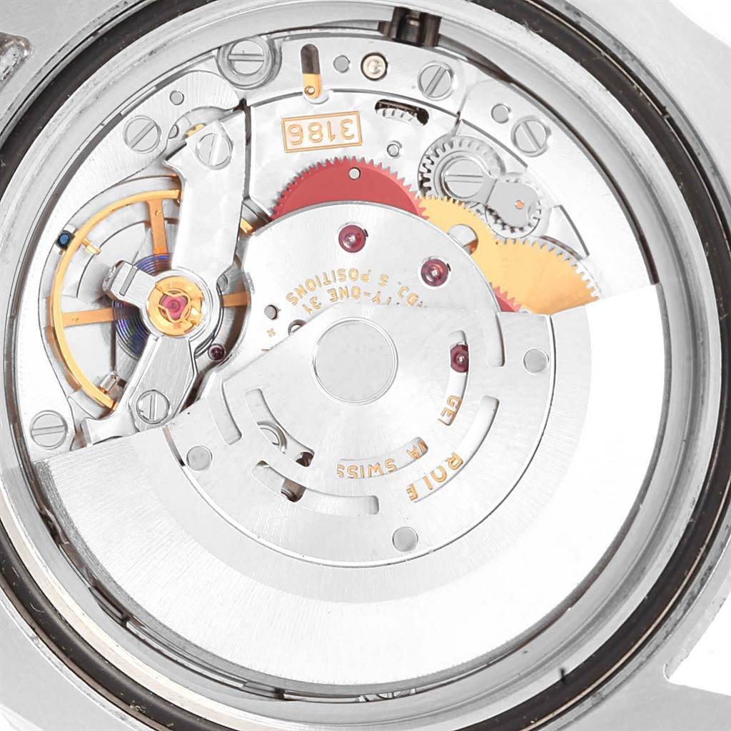 This image shows the intricate movement mechanism of the Rolex GMT-Master 116710 Men's Stainless Steel Black Dial 116710 Men's Stainless Steel Black Dial watch, seen from the back.