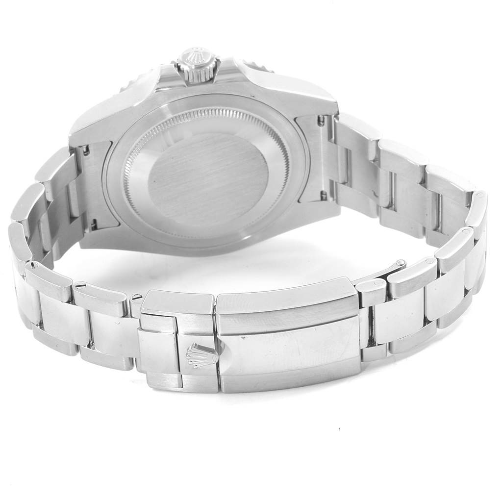 The image shows the back case, crown, and bracelet of a Rolex GMT-Master 116710 Men's Stainless Steel Black Dial 116710 Men's Stainless Steel Black Dial in a rear angle.