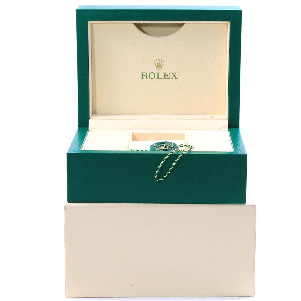 The image shows an open Rolex GMT-Master 116710 Men's Stainless Steel Black Dial 116710 Men's Stainless Steel Black Dial watch box from a frontal angle.