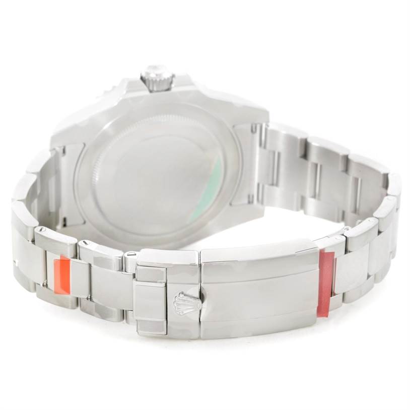 The image shows the back of a Rolex GMT-Master 116710 Men's Stainless Steel Black Dial 116710 Men's Stainless Steel Black Dial watch, featuring the case back and the stainless steel bracelet with the clasp.