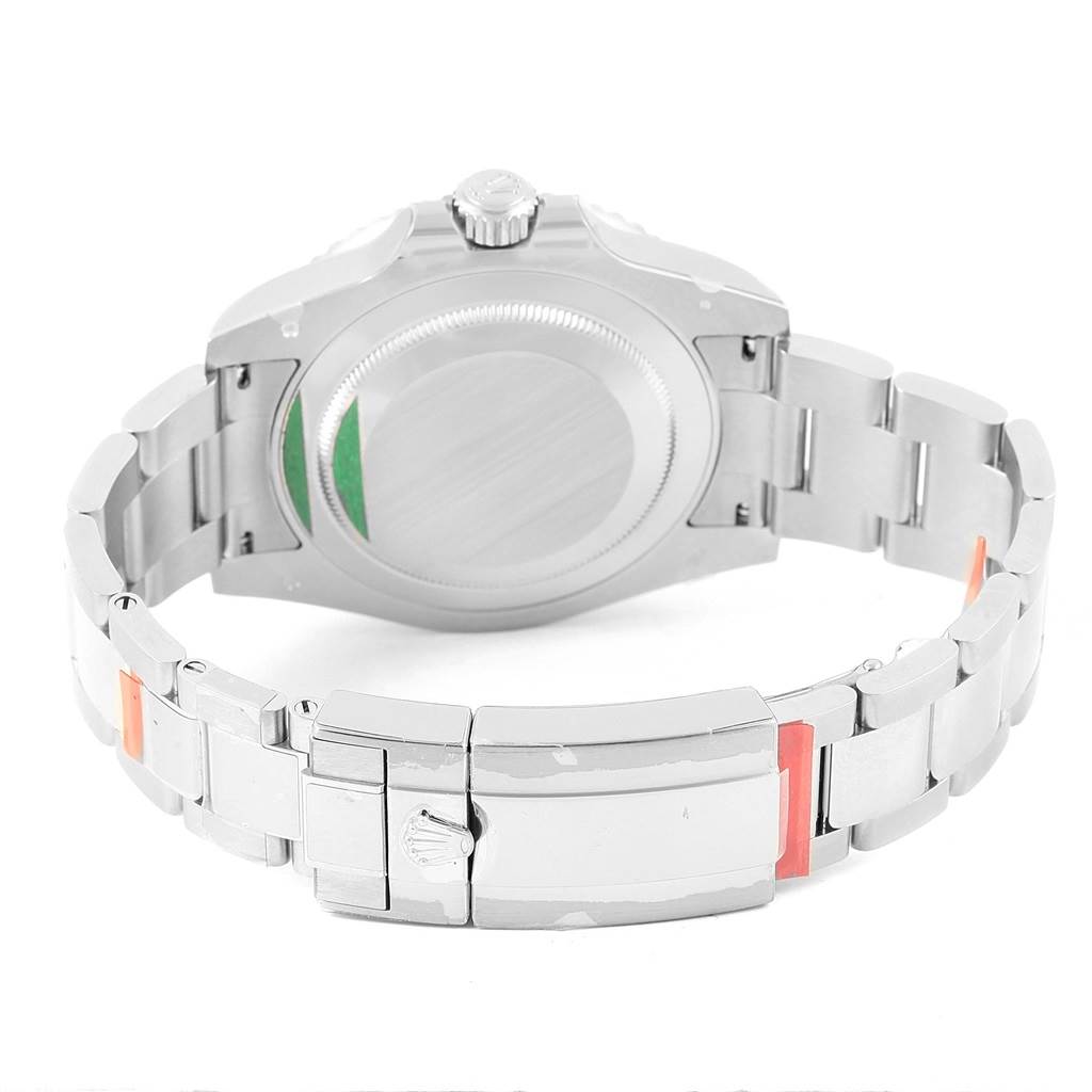 This image shows the back view of the GMT-Master Rolex watch, highlighting the case back and bracelet clasp.