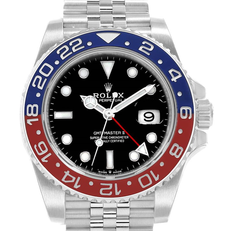 Rolex GMT Master II Pepsi Bezel Jubilee Steel Watch 126710 Unworn SwissWatchExpo