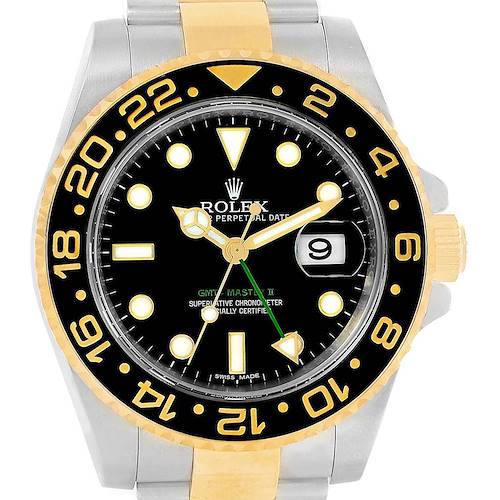 Photo of Rolex GMT Master II Yellow Gold Steel Automatic Mens Watch 116713