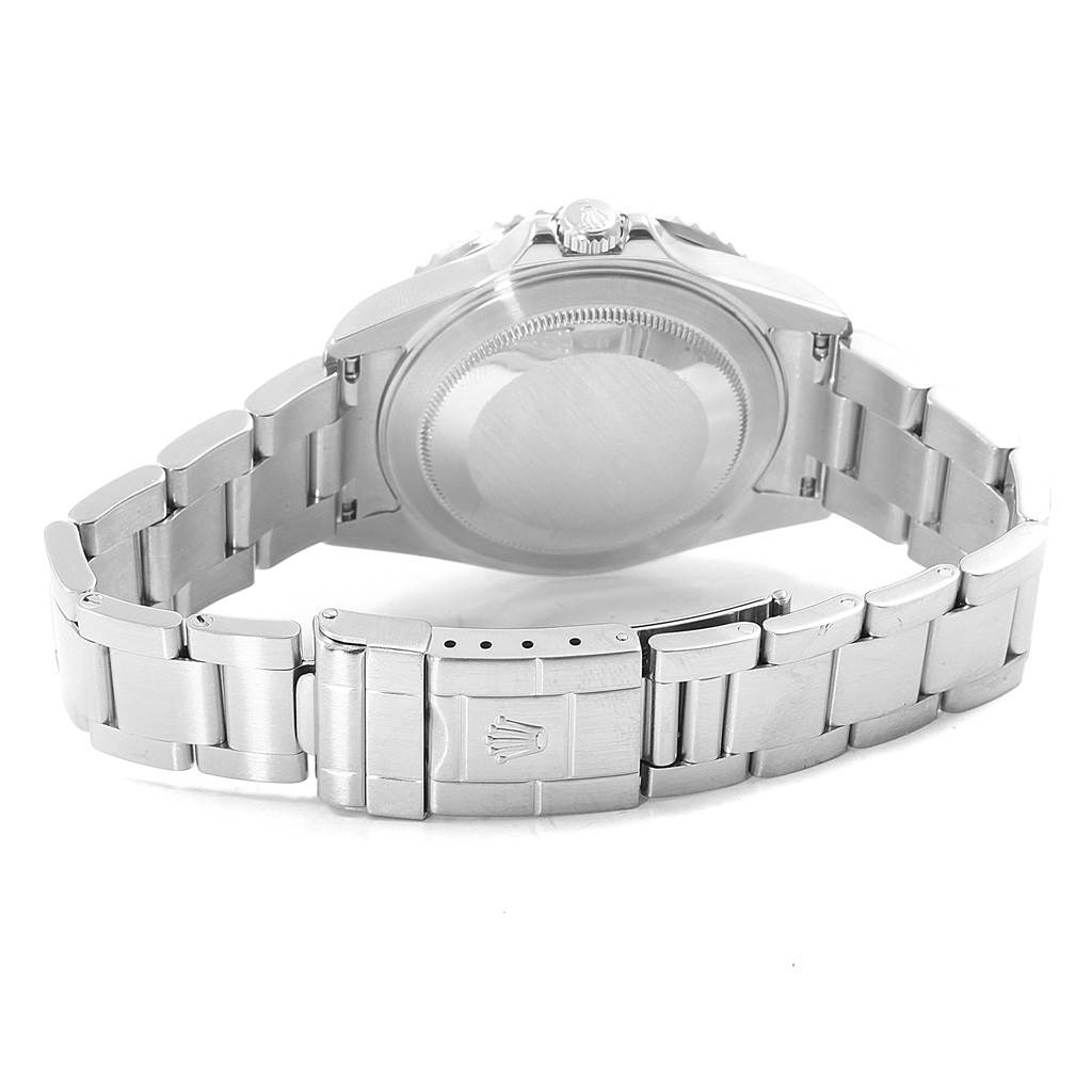 The image shows the back and bracelet of a Rolex GMT-Master 16710 Men's Stainless Steel Black Dial 16710 Men's Stainless Steel Black Dial watch from a rear angle.