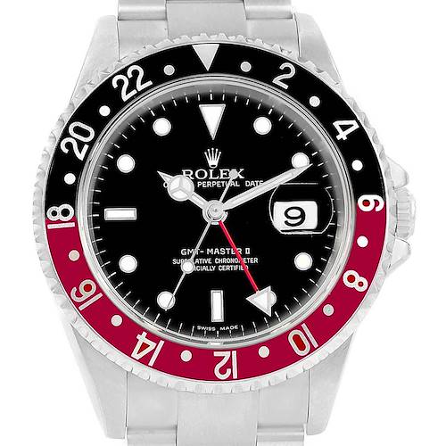 Photo of Rolex GMT Master II Red Black Coke Bezel Mens Watch 16710 Box Papers