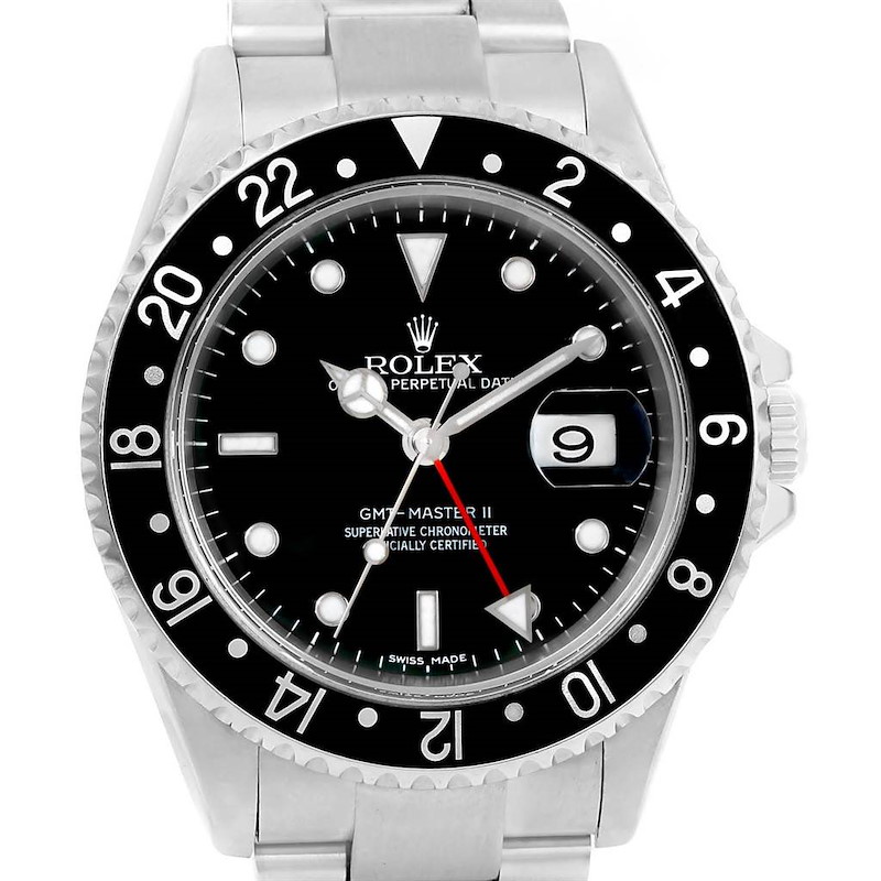 Rolex GMT Master II Error Dial Steel Mens 40mm Watch 16710 Box Papers SwissWatchExpo
